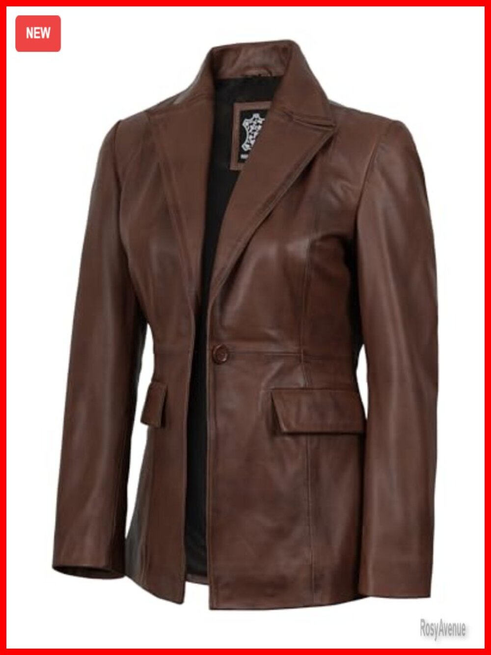 Womens 100% Lambskin Leather Blazer Notch Lapel Business Casual